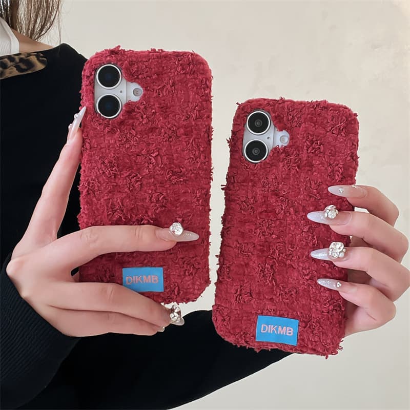 Apple Iphone 15 Pro Max - Coque de téléphone en angora rouge